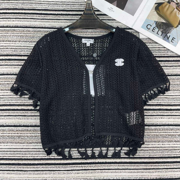 Chanel Knit Short-sleeve Top Black in Cotton 133517