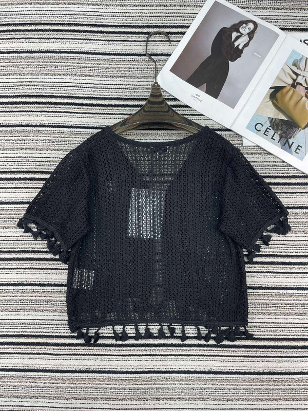 Chanel Knit Short-sleeve Top Black in Cotton 133517