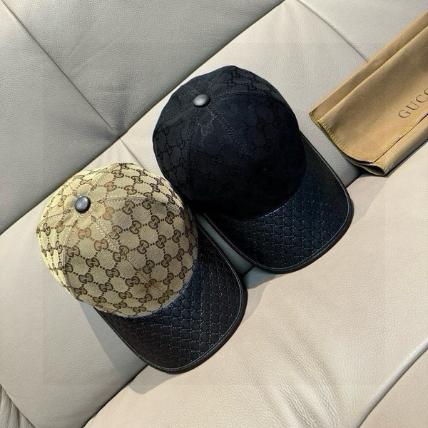 Gucci Classic Baseball Cap Brown Black in Canvas Cowhide 193831