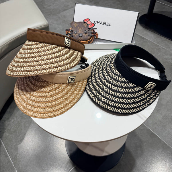 Chanel Open Visor Hat Color Straw in Cloth 192287