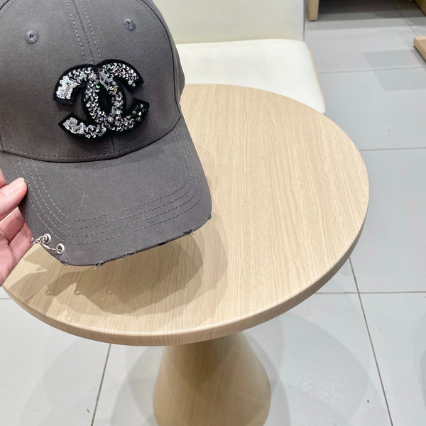 Chanel Baseball Cap with Chain Gray in Cloth 192199