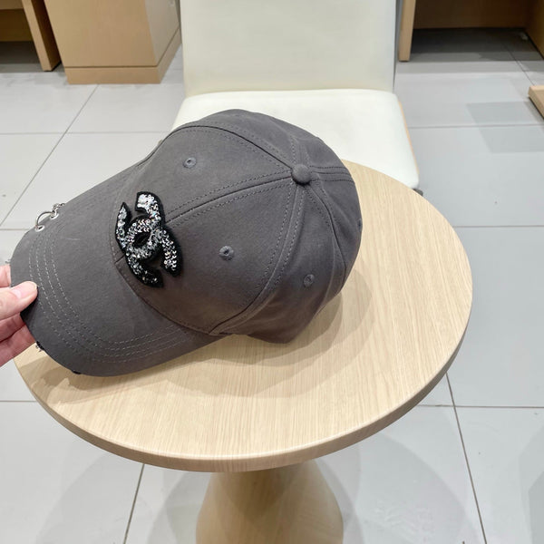 Chanel Baseball Cap with Chain Gray in Cloth 192199