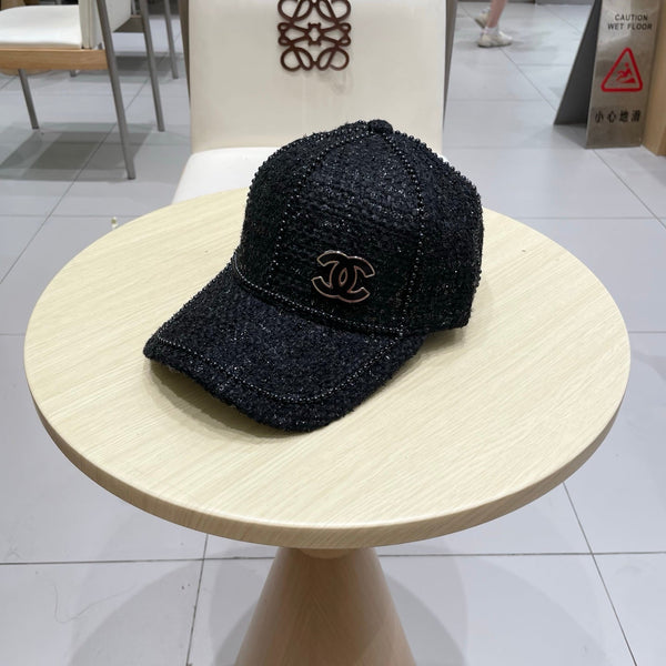 Chanel Baseball Cap With Heavy Pearl Black in Cloth 192120