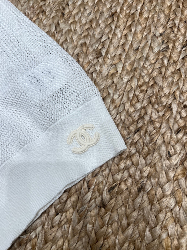 Chanel-inspired Knit Vest White in Mesh 161797