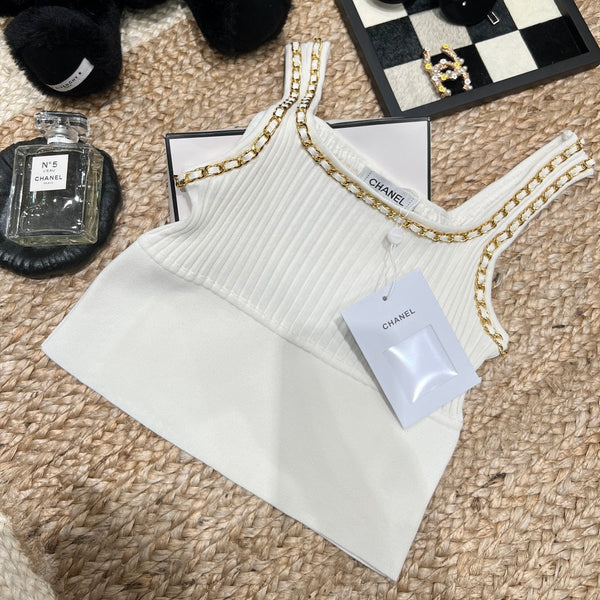 Chanel 26SS  Knitted Camisole Cream in Tencel 161791