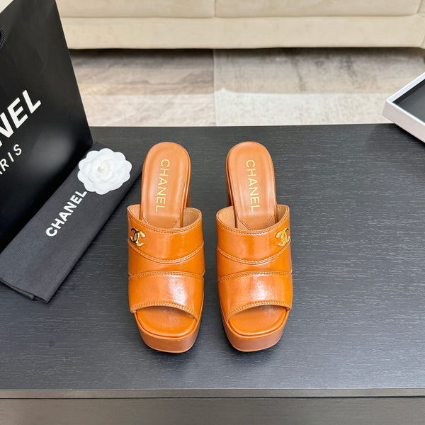 Chanel 2026 Runway Platform High-Heeled 12.5cm Sandals Orange in Cowhide 673063