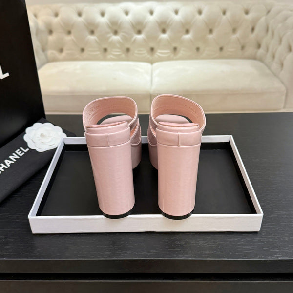 Chanel 2026 Runway Platform High-Heeled 12.5cm Sandals Pink in Cowhide 673057
