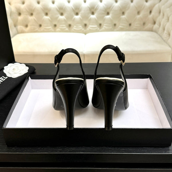 Chanel 26A Slingback Black in Lambskin 672990