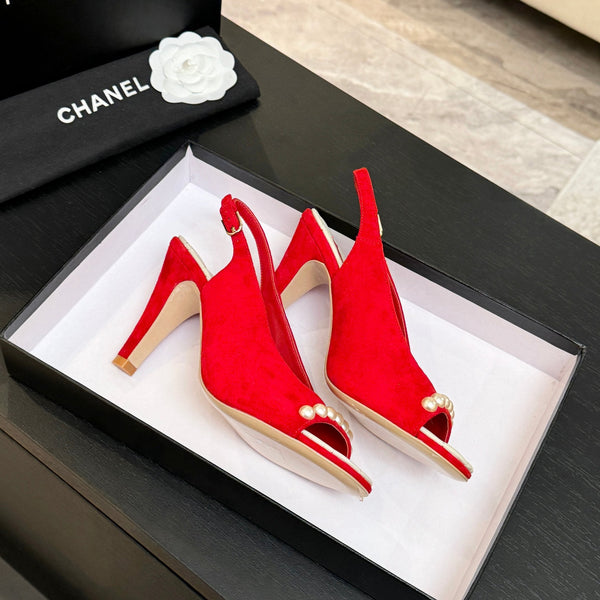 Chanel 26A Slingback Red in Velvet 672991