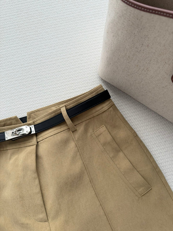 Hermes 26SS Shorts Khaki Brown in Cotton 943345