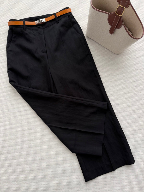 Hermes 26SS Cropped Wide-Leg Pants Black in Cotton 938210
