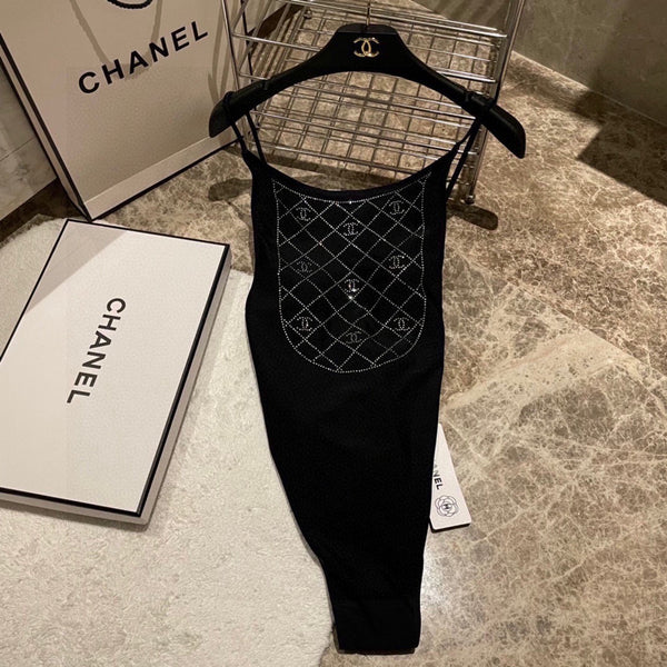 Chanel Onesie Swimsuit Black in Cotton 195169