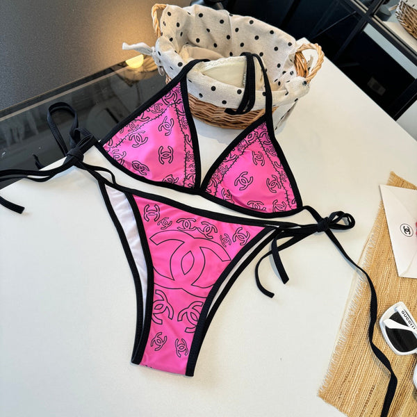 Chanel Two-piece Bikini Swimsuit Pink in Cotton 195163