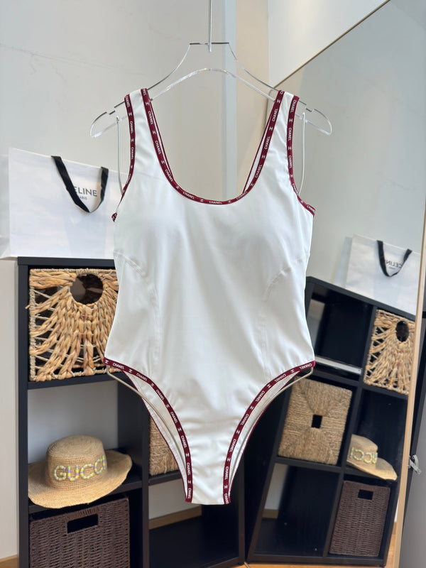Chanel One-piece Swimsuit White in Cotton 195159
