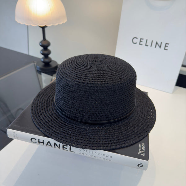 Celine Fedora Hat Black in Straw 197601