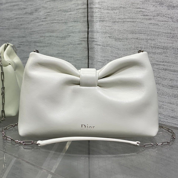 Dior 26 Bow Chain Bag in White Lambskin