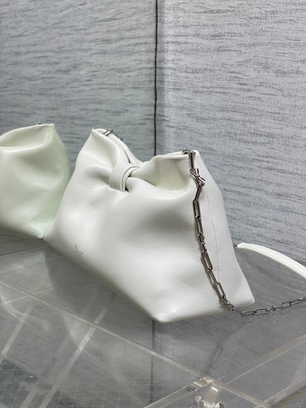 Dior 26 Bow Chain Bag in White Lambskin