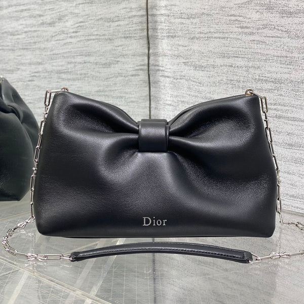 Dior 26 Bow Chain Bag in Black Lambskin