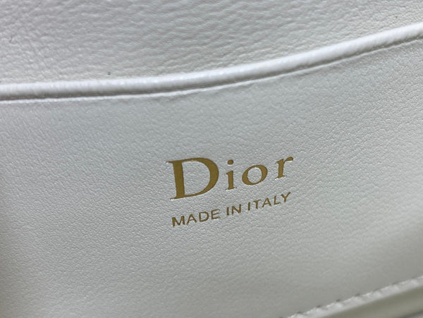 Dior 26 Bow Pearl Chain Clutch White Lambskin GHW