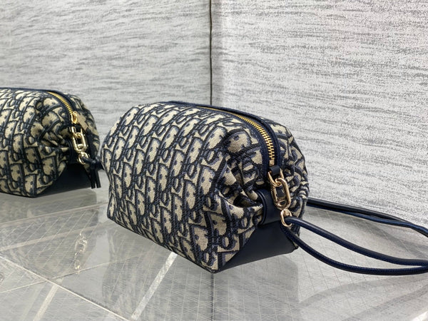 Dior 26 Bow Pouch 20cm in Blue Jacquard Lambskin