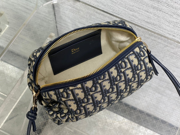 Dior 26 Bow Pouch 20cm in Blue Jacquard Lambskin