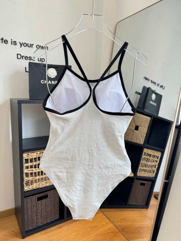 Chanel One-piece Swimsuit White in Cotton 201807
