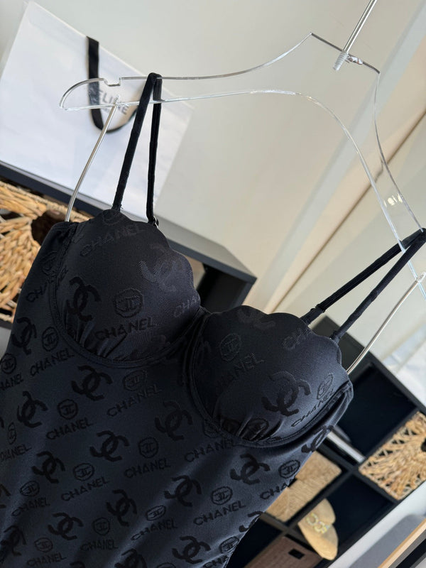 Chanel One-piece Swimsuit Black in Cotton 201803