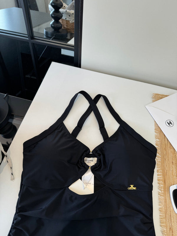 Celine One-piece Bikini Swimsuit Black in Cotton blend 203017