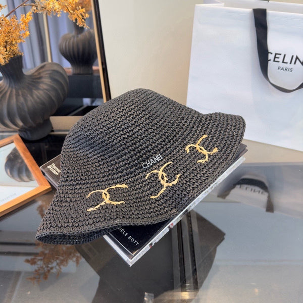 Chanel Summer Folding Hat Black in Straw 205441