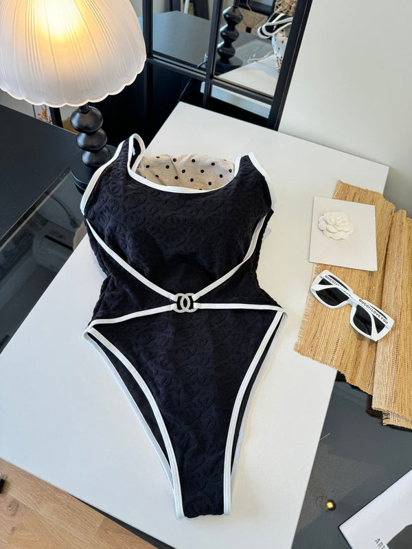 Chanel One-Piece Swimsuit Black in Cotton 204638