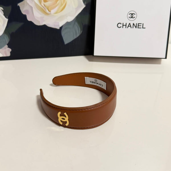 Chanel Headband Brown in Microfiber Leather 201919