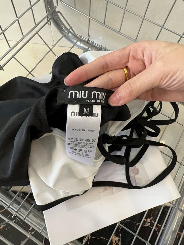 Miumiu Swimsuit White Black in Cotton polyester 204670