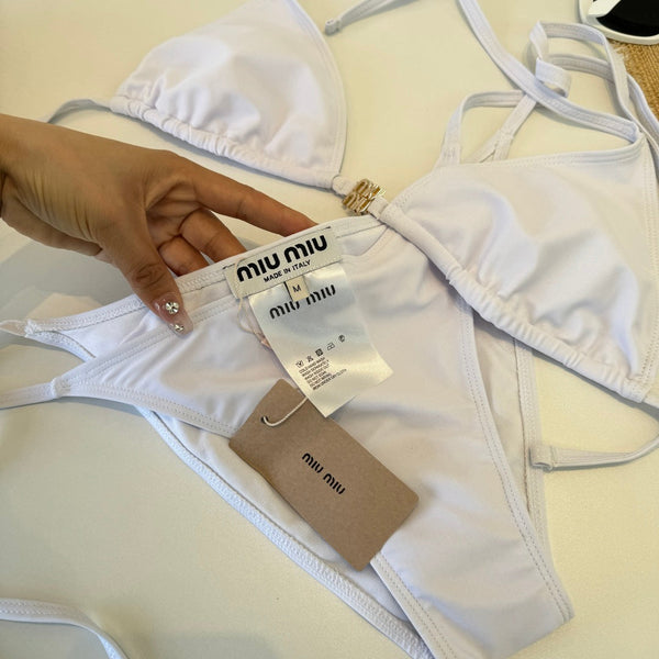 Miumiu Two-piece Bikini Swimsuit White in Cotton polyester 204643