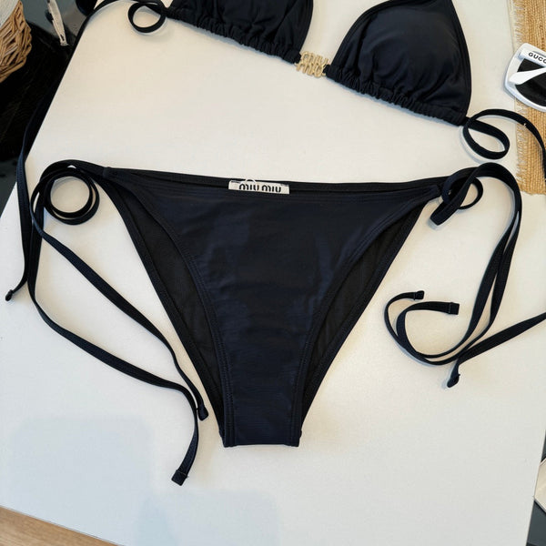 Miumiu Two-piece Bikini Swimsuit Black in Cotton polyester 204642