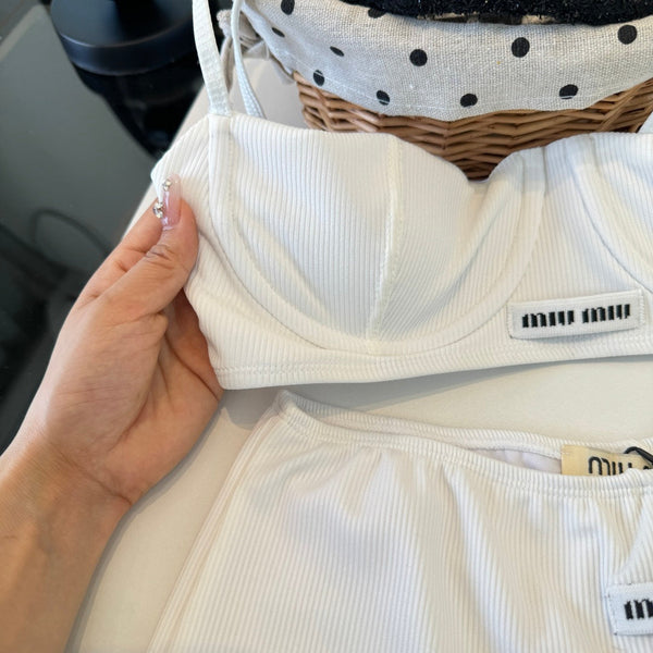 Miumiu Two-piece Bikini Swimsuit White in Cotton polyester 204639