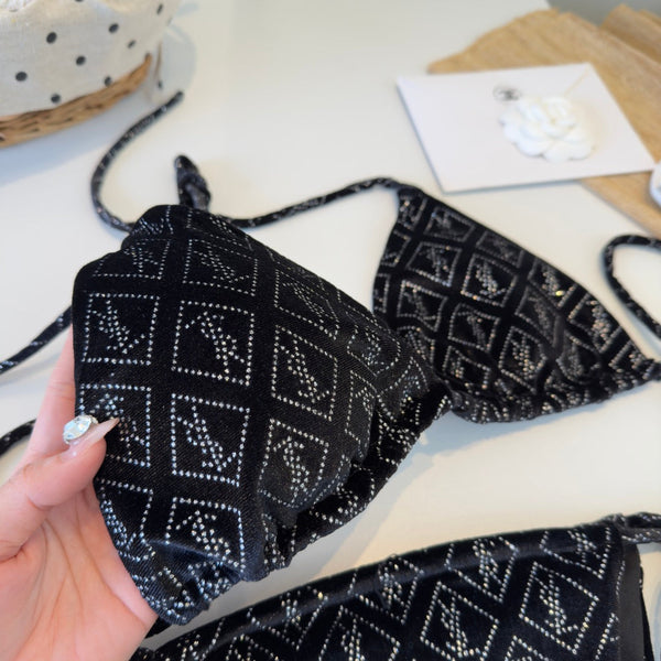 YSL Bikini Swimsuit Black in Cotton 187428