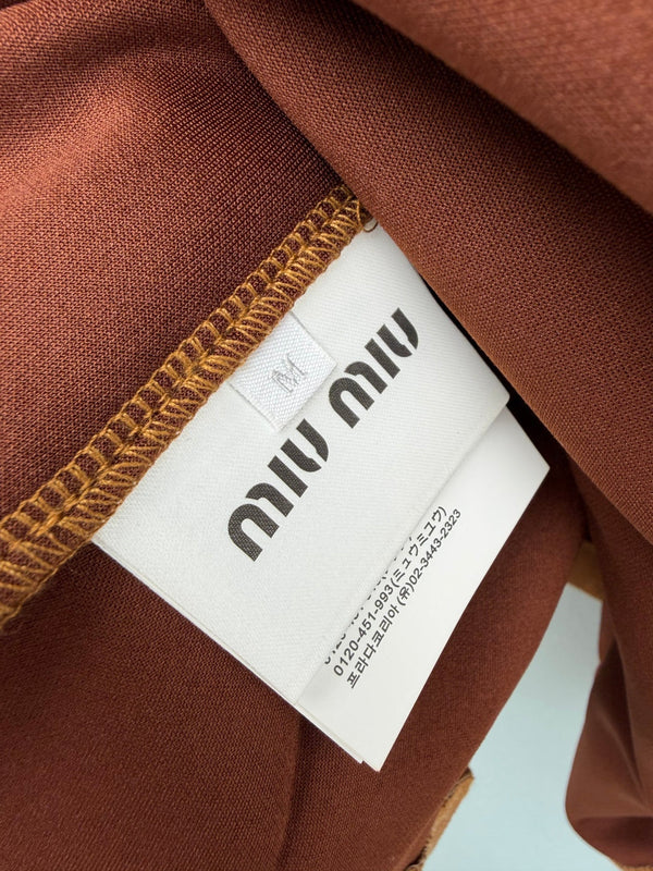 Miu Miu 26 Pleated Mini Skirt Brown in Suede 188908