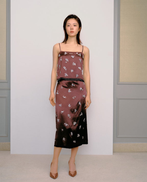 Miu Miu Mid-length Skirt Floral Rhinestone in YB Acetate Blend