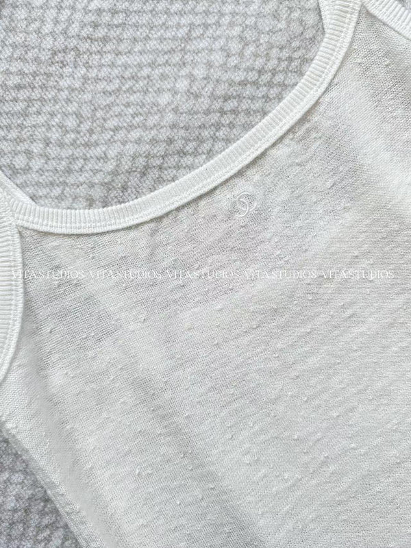 CC 26 Knit Camisole White in Linen 196150