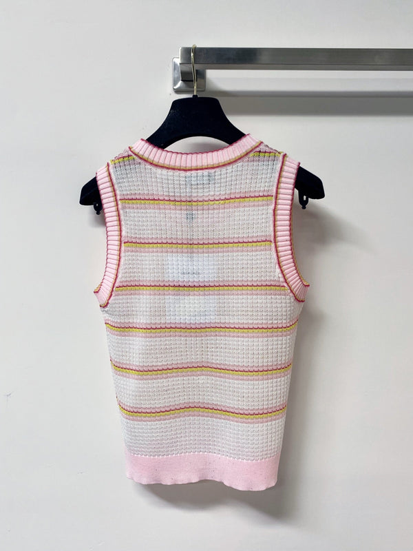Chanel Two-Tone Vest Pink White in Tencel 194369
