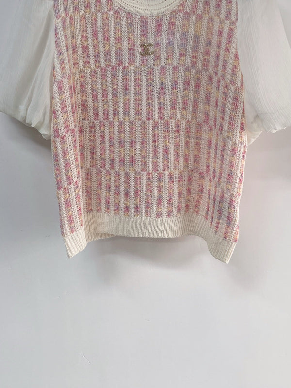 Chanel Short-Sleeve Puffed Sleeves Pink in Wool 194335