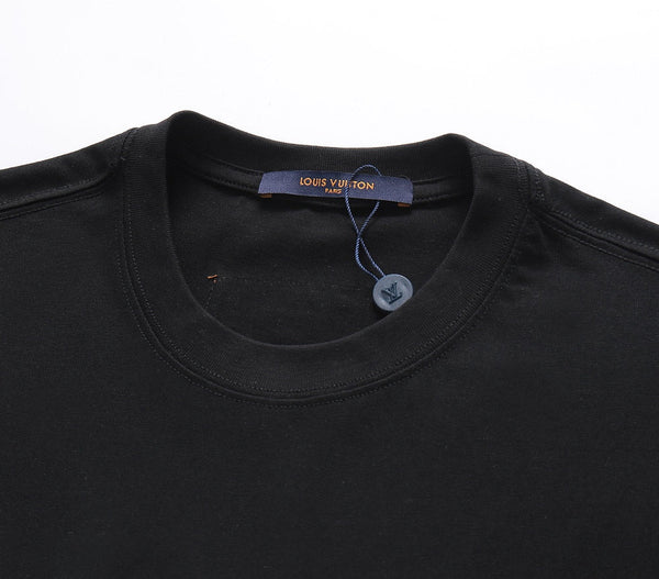 Louis Vuitton Floral & Brand Logo T-Shirt Black in Cotton 197471