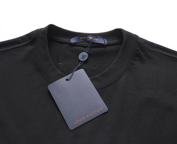 Louis Vuitton Floral & Brand Logo T-Shirt Black in Cotton 197471