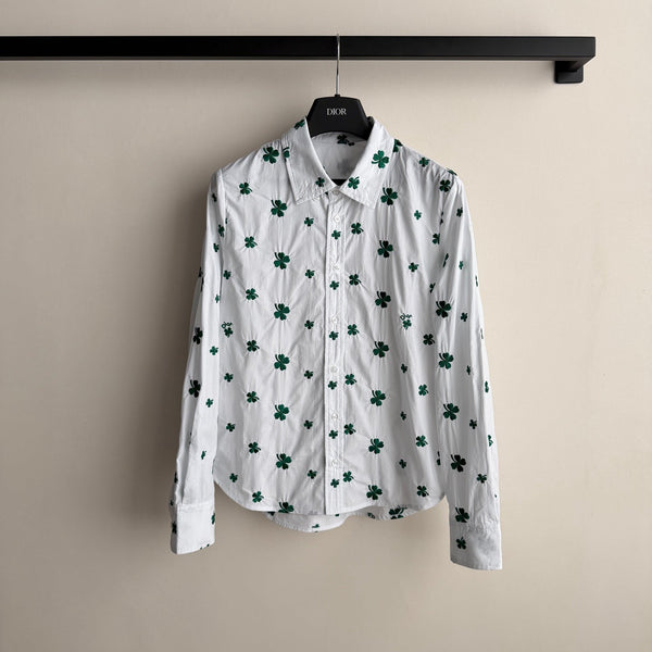 Dior 26SS a Four-leaf Clover Print Shirt White in Cotton 198140