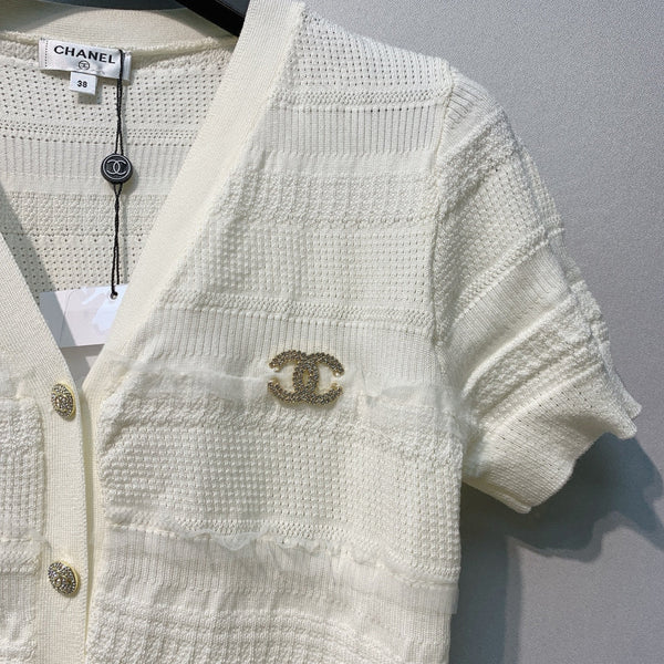 Dior 26 Cream White Knit Cardigan in Tencel 190096
