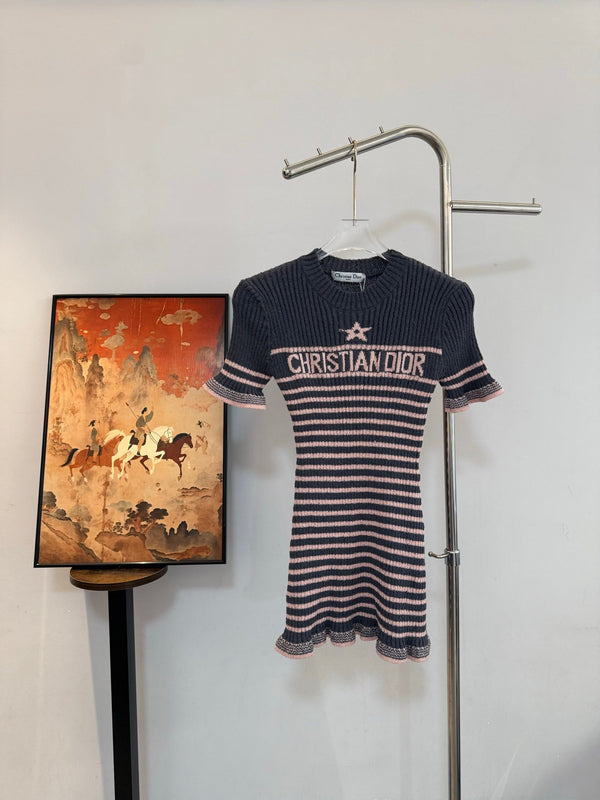 DIOR Five-pointed Star Knit Dress in Wool textile
