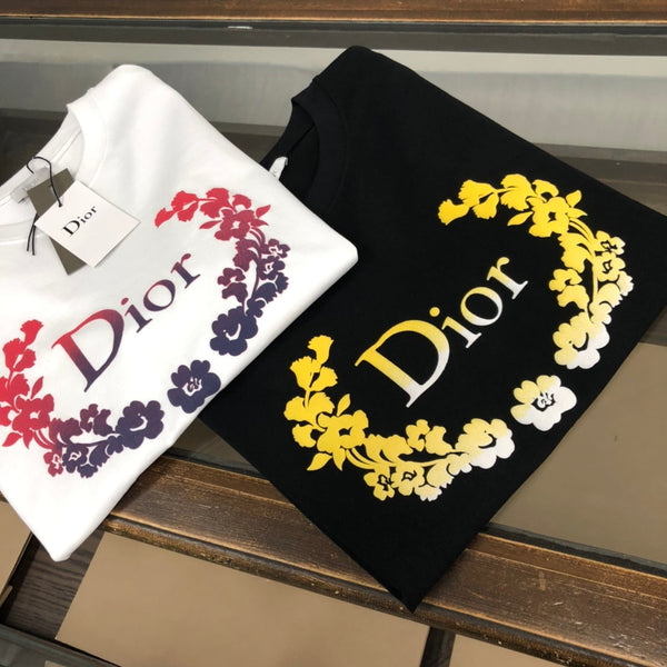 Dior Crew Neck Short Sleeve T-Shirt Black in Cotton 181970
