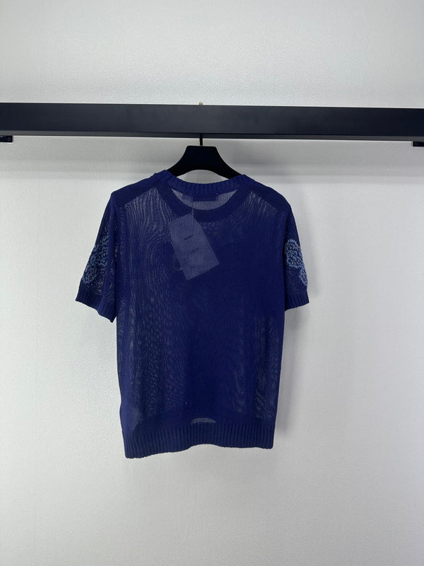 Dior Butterfly Knit Short-Sleeve T-Shirt Blue in Wool 360699
