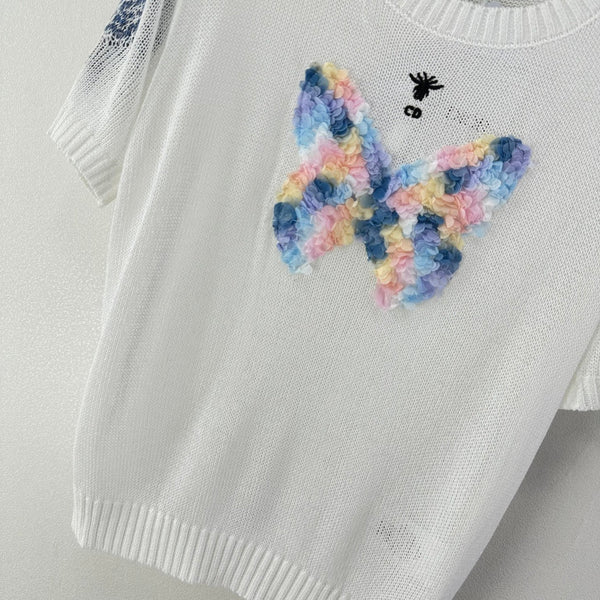 Dior Butterfly Knit Short-Sleeve T-Shirt White in Wool 360700