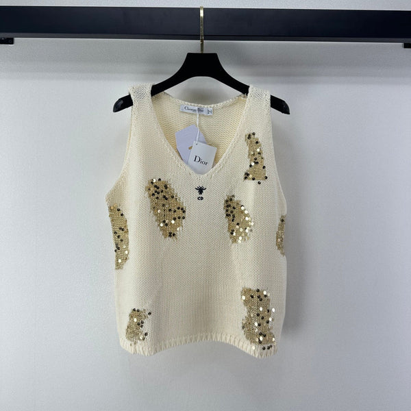 Dior Sequin Knit Vest Cream in Nylon 360693